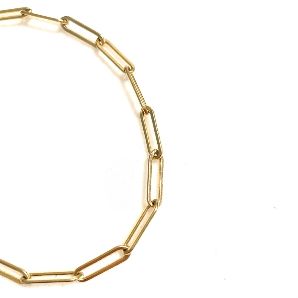 Gold link paperclip chain bracelet - Picture 2 of 6
